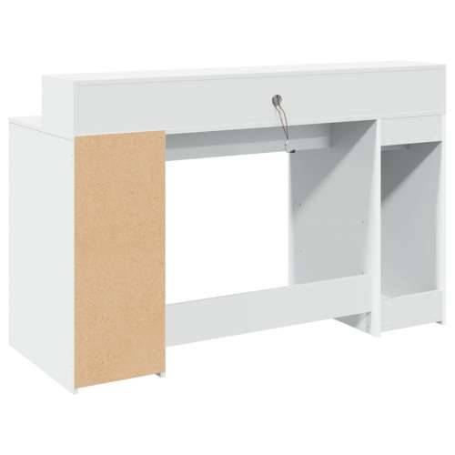 Radni stol s LED svjetlima bijeli 140 x 55 x 91 cm drveni - Bijela 140 x 55 x 91 cm Cijena