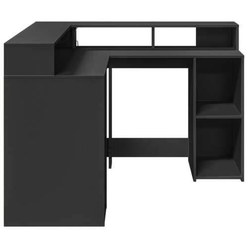Radni stol s LED svjetlima crni 130x130x91 cm konstruirano drvo - Crna 130 x 130 x 91 cm Cijena