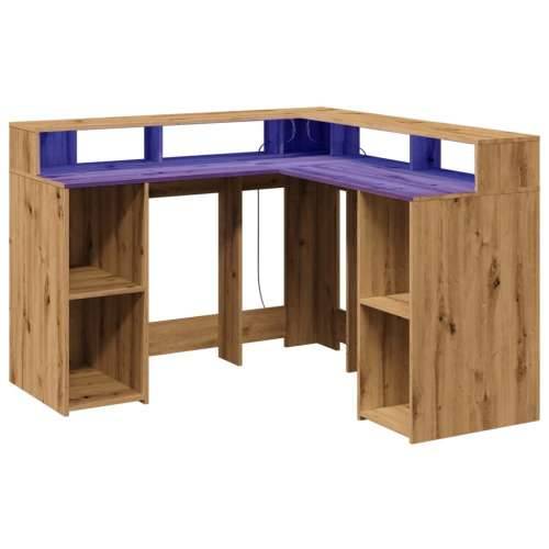 Radni stol s LED svjetlima boja hrasta 130 x 130 x 91 cm drveni - artisian oak 130 x 130 x 91 cm Cijena
