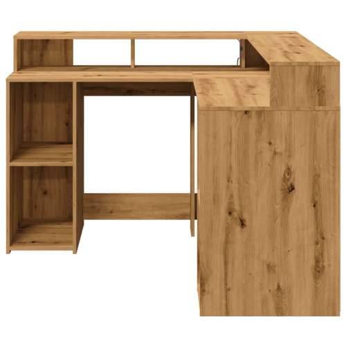 Radni stol s LED svjetlima boja hrasta 130 x 130 x 91 cm drveni - artisian oak 130 x 130 x 91 cm Cijena