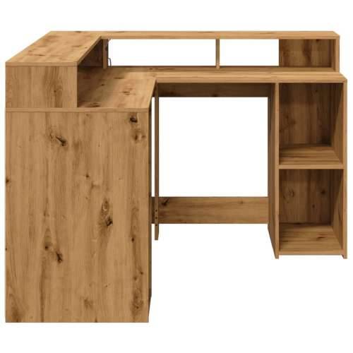 Radni stol s LED svjetlima boja hrasta 130 x 130 x 91 cm drveni - artisian oak 130 x 130 x 91 cm Cijena