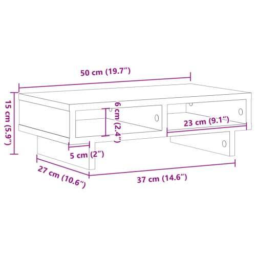Stalak za monitor crni 50 x 27 x 15 cm od konstruiranog drva - Crna 50 x 27 x 15 cm Cijena