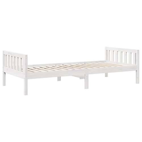 Dječji krevet bez madraca bijeli 75 x 190 cm masivna borovina - Bijela 75 x 190 cm Cijena