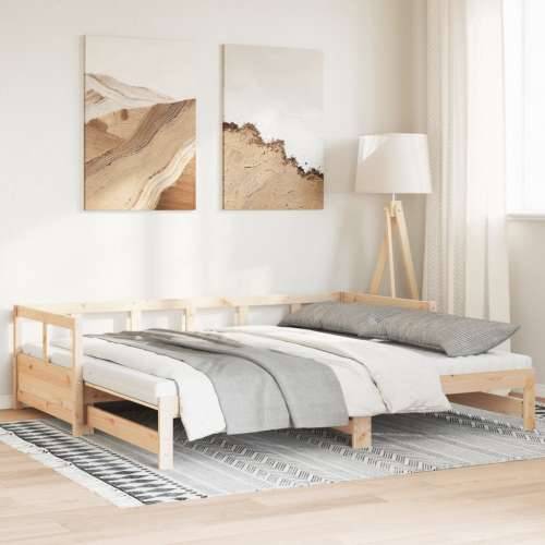 Dnevni krevet na razvlačenje s madracima 90x190 cm od borovine - Prirodna 90 x 190 cm Da Cijena