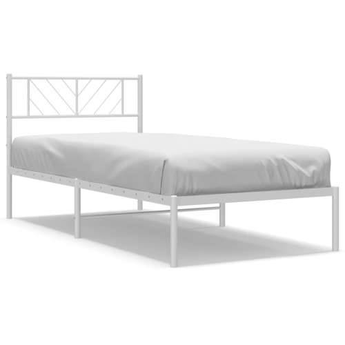 Metalni okvir krevet bez madraca s uzglavljem bijeli 75x190 cm - Bijela 75 x 190 cm s uzglavljem Cijena