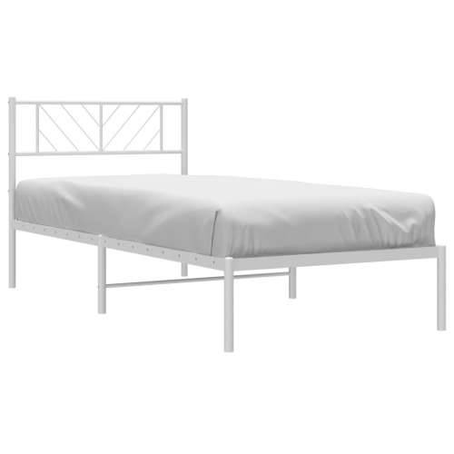 Metalni okvir krevet bez madraca s uzglavljem bijeli 75x190 cm - Bijela 75 x 190 cm s uzglavljem Cijena