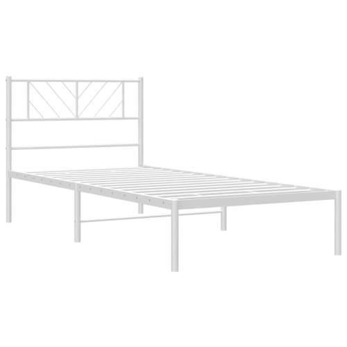 Metalni okvir krevet bez madraca s uzglavljem bijeli 75x190 cm - Bijela 75 x 190 cm s uzglavljem Cijena