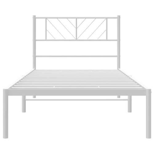 Metalni okvir krevet bez madraca s uzglavljem bijeli 75x190 cm - Bijela 75 x 190 cm s uzglavljem Cijena