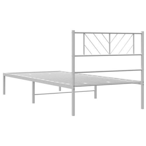 Metalni okvir krevet bez madraca s uzglavljem bijeli 75x190 cm - Bijela 75 x 190 cm s uzglavljem Cijena