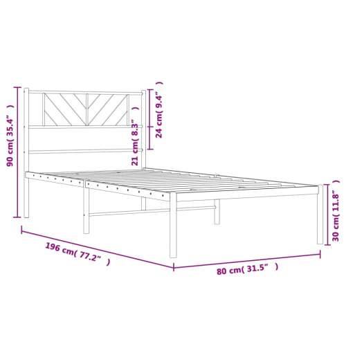 Metalni okvir krevet bez madraca s uzglavljem bijeli 75x190 cm - Bijela 75 x 190 cm s uzglavljem Cijena