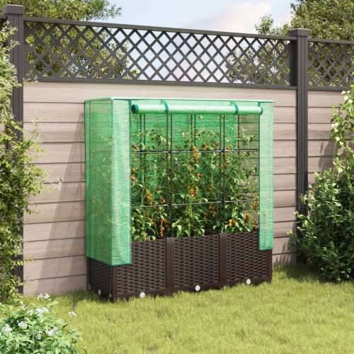 Povišena gredica s pokrovom za staklenik 120 x 40 x 138 cm - Smeđa 120 x 40 x 138 cm 1 Cijena