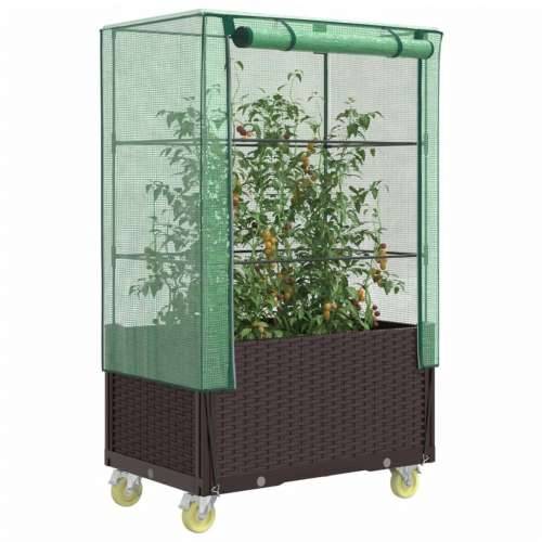 Povišena gredica s pokrovom i kotačima 80 x 50 x 182 cm - Smeđa 1 Cijena