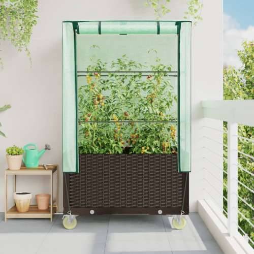 Povišena gredica s pokrovom i kotačima 80 x 50 x 182 cm - Smeđa 1 Cijena