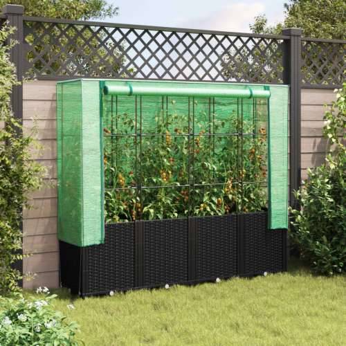 Povišena gredica s pokrovom za staklenik 160 x 40 x 153 cm - Crna 1 Cijena
