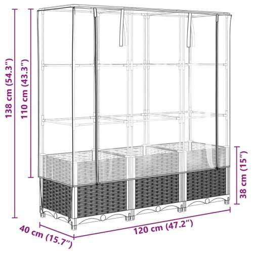 Povišena gredica s pokrovom za staklenik 120 x 40 x 138 cm - Svjetlosiva 120 x 40 x 138 cm 1 Cijena
