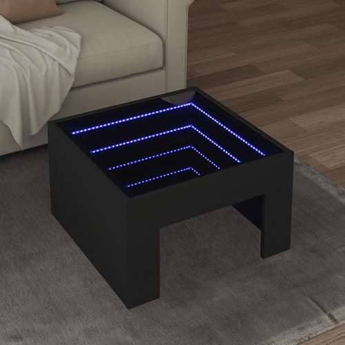 Stolić za kavu s beskonačnim LED svjetlima crni 50x50x30 cm - Crna 1 50 cm Cijena