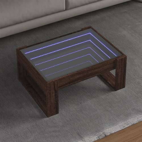 Stolić s beskonačnim LED svjetlima boja hrasta 70x53x30 cm - Smeđi hrast 1 70 cm Cijena