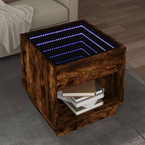 Stolić s beskonačnim LED svjetlima boja hrasta 50x50x50 cm - Dimljeni hrast 1 50 cm Cijena