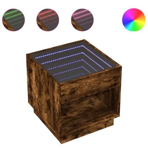 Stolić s beskonačnim LED svjetlima boja hrasta 50x50x50 cm - Dimljeni hrast 1 50 cm Cijena