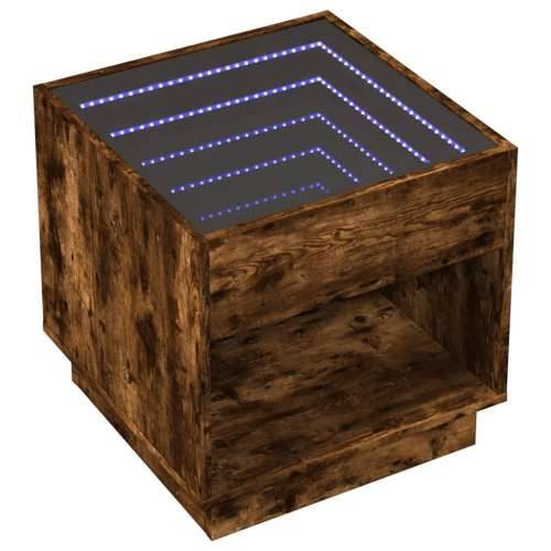 Stolić s beskonačnim LED svjetlima boja hrasta 50x50x50 cm - Dimljeni hrast 1 50 cm Cijena