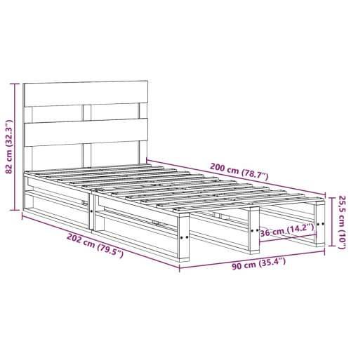 Okvir kreveta bez madraca 90 x 200 cm od masivne borovine - Prirodna 90 x 200 cm Cijena