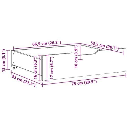 Ladice ispod kreveta 2 kom voštano smeđe 75x55x17cm od borovine - Voštano smeđa 75 x 55 x 16 cm 1 Cijena