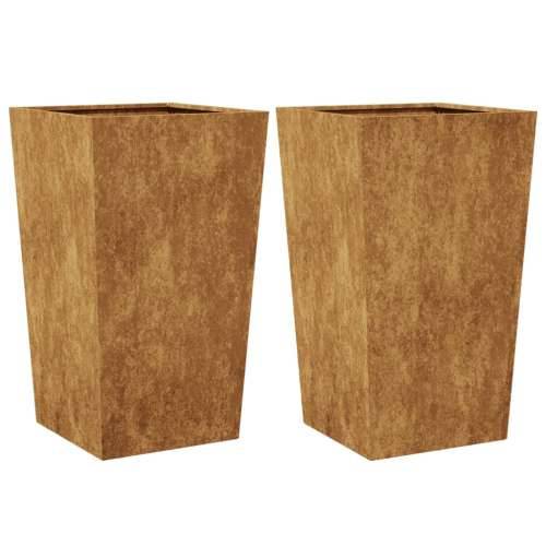 Vrtne sadilice 2 kom 45x45x75 cm Pohabani čelik - Otporni čelik / smeđa 45 x 45 x 75 cm 2 Cijena