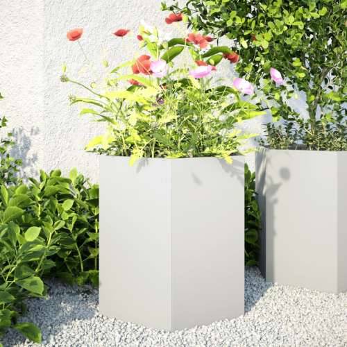 Vrtna sadilice 2 kom bijela šesterokutna 46x40x45 cm čelična - Čelik/bijela 46 x 40 x 45 cm 2 Cijena