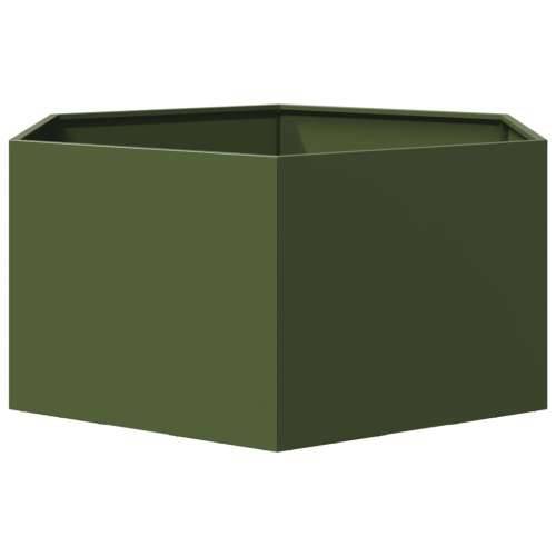 Vrtna sadilica maslinastozelena šesterokutna 104x90x45 cm čelik - Čelik/zelena 104 x 90 x 45 cm 1 Cijena
