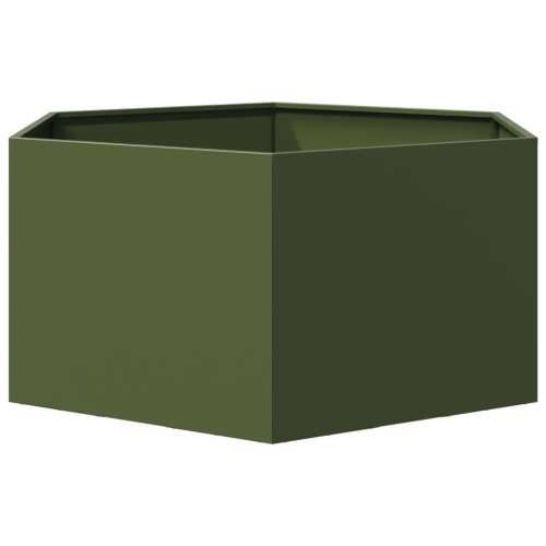 Vrtna sadilica maslinastozelena šesterokutna 104x90x45 cm čelik - Čelik/zelena 104 x 90 x 45 cm 1 Cijena