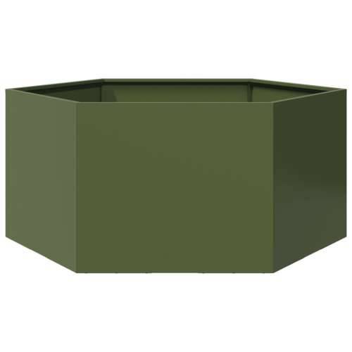 Vrtna sadilica maslinastozelena šesterokutna 104x90x45 cm čelik - Čelik/zelena 104 x 90 x 45 cm 1 Cijena