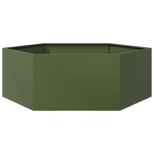 Vrtna sadilica maslinastozelena šesterokutna 138x120x45cm čelik - Čelik/zelena 138 x 120 x 45 cm 1 Cijena