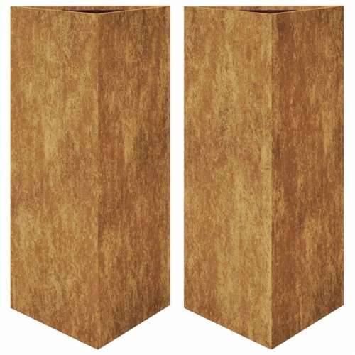 Vrtne sadilice 2 kom trokutasta 40x40x75 cm od pohabanog čelika - Otporni čelik / smeđa 40 x 40 x 75 cm 2 Cijena