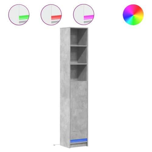 Komoda s LED svjetlima siva boja betona 36x32,5x200 cm drvena - Beton siva 1 36 cm Cijena