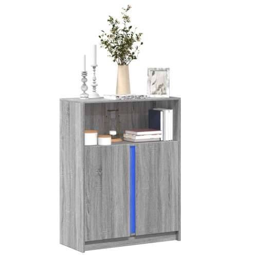 Komoda s LED svjetlima boja hrasta sonome 77x34x100 cm drvena - Sivi hrast sonoma 1 77 cm Cijena