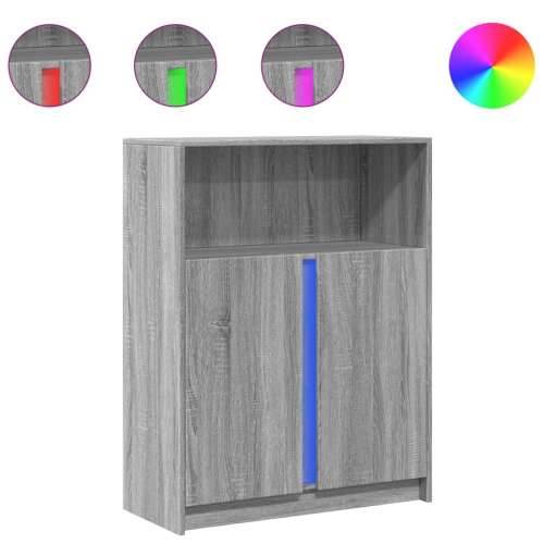 Komoda s LED svjetlima boja hrasta sonome 77x34x100 cm drvena - Sivi hrast sonoma 1 77 cm Cijena
