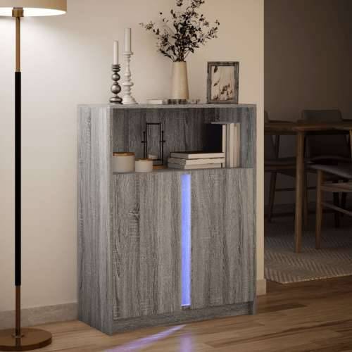 Komoda s LED svjetlima boja hrasta sonome 77x34x100 cm drvena - Sivi hrast sonoma 1 77 cm Cijena