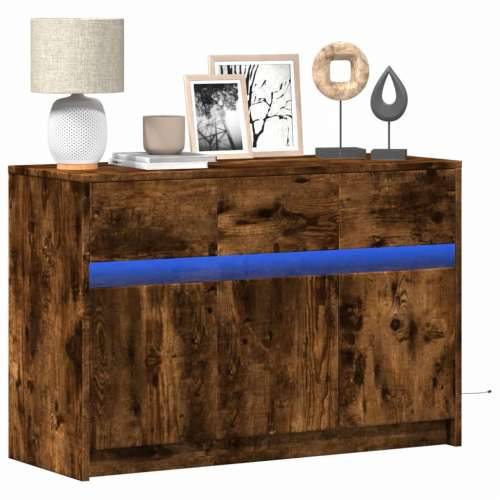 TV ormarić s LED svjetlima boja hrasta 91x34x61 cm drveni - Dimljeni hrast 1 Cijena