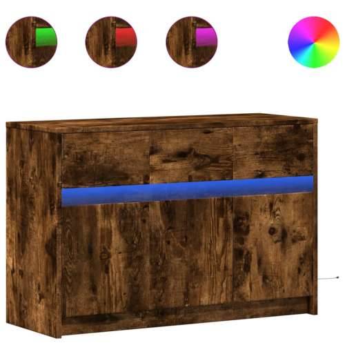 TV ormarić s LED svjetlima boja hrasta 91x34x61 cm drveni - Dimljeni hrast 1 Cijena