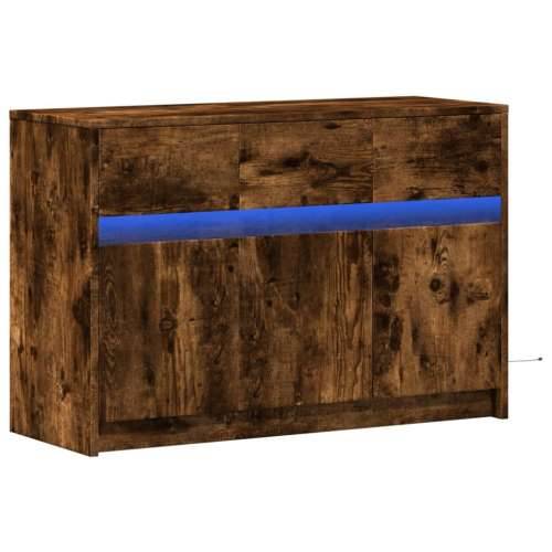 TV ormarić s LED svjetlima boja hrasta 91x34x61 cm drveni - Dimljeni hrast 1 Cijena