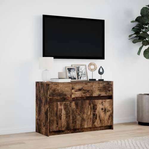 TV ormarić s LED svjetlima boja hrasta 91x34x61 cm drveni - Dimljeni hrast 1 Cijena