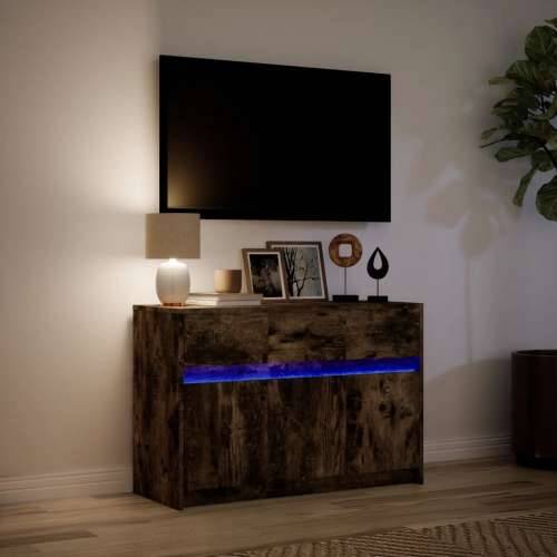 TV ormarić s LED svjetlima boja hrasta 91x34x61 cm drveni - Dimljeni hrast 1 Cijena