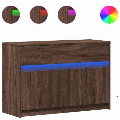 TV ormarić s LED svjetlima boja hrasta 91x34x61 cm drveni - Smeđi hrast 1 Cijena