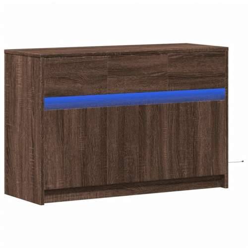 TV ormarić s LED svjetlima boja hrasta 91x34x61 cm drveni - Smeđi hrast 1 Cijena