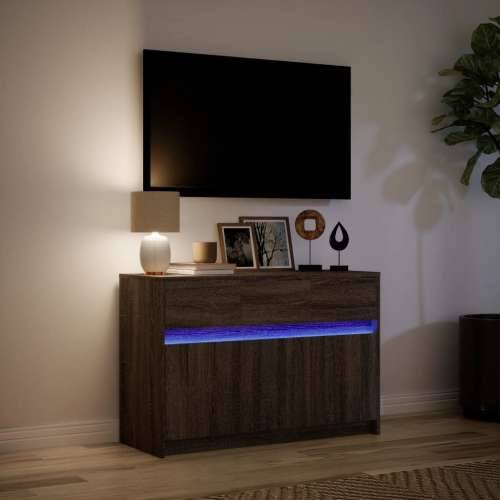 TV ormarić s LED svjetlima boja hrasta 91x34x61 cm drveni - Smeđi hrast 1 Cijena