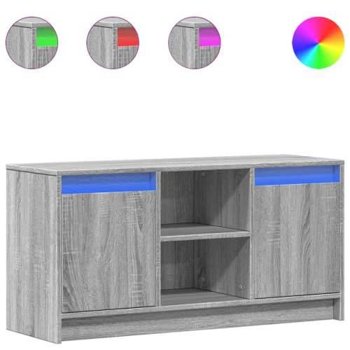TV ormarić s LED svjetlima boja hrasta 100x34x50 cm drveni - Sivi hrast sonoma 1 100 cm Cijena