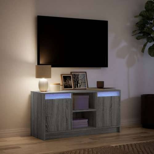 TV ormarić s LED svjetlima boja hrasta 100x34x50 cm drveni - Sivi hrast sonoma 1 100 cm Cijena
