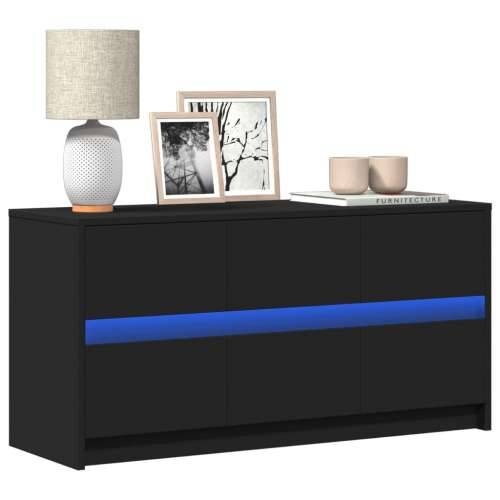 TV ormarić s LED svjetlima crni 100x34x50 cm konstruirano drvo - Crna 1 100 cm Cijena