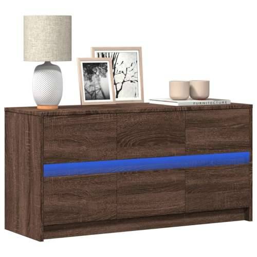 TV ormarić s LED svjetlima boja hrasta 100x34x50 cm drveni - Smeđi hrast 1 100 cm Cijena
