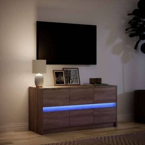 TV ormarić s LED svjetlima boja hrasta 100x34x50 cm drveni - Smeđi hrast 1 100 cm Cijena